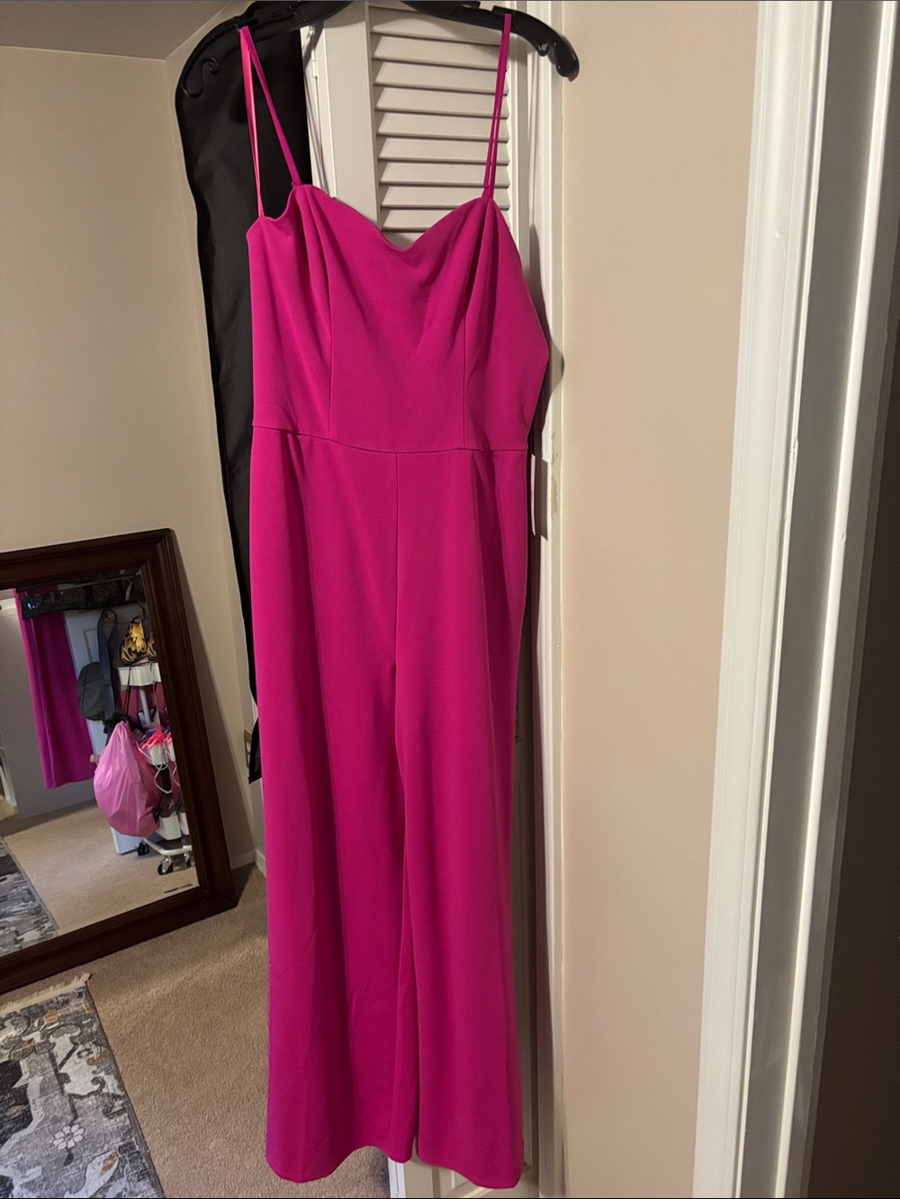 Women's Hot Pink Spaghetti-Strap Jumpsuit